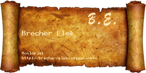 Brecher Elek névjegykártya